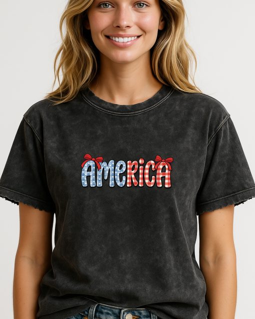 Cute Patriotic “America” T-Shirt – 4th of July Graphic Tee for Women