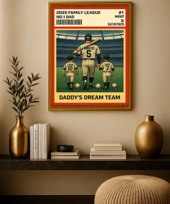 Daddy’s Dream Team Baseball Poster Canvas – Custom Family Canvas Gift for Father’s Day