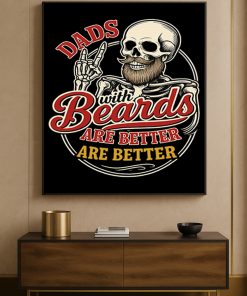 Dads With Beards Are Better Skull Art Poster Funny Fathers Day Canvas Print 1 - CreativeDefind.com