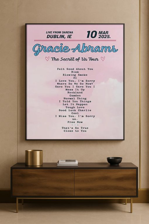 Gracie Abrams 2025 UK Tour Setlist Poster Print – Concert Memorabilia Wall Art