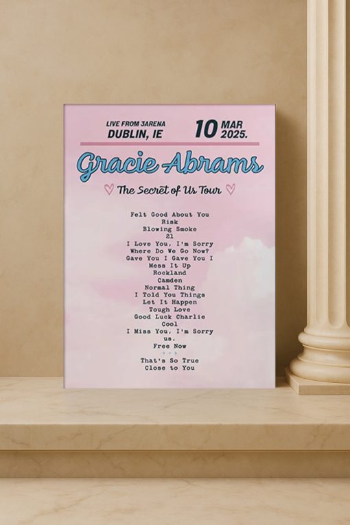 Gracie Abrams 2025 UK Tour Setlist Poster Print – Concert Memorabilia Wall Art