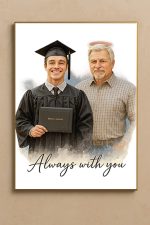 Graduation Memorial Portrait Canvas Personalized Always With You Watercolor Poster - CreativeDefind.com