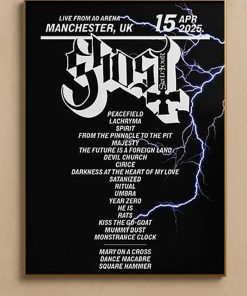 Ghost 2025 UK Tour Setlist Poster – Skeletour Concert Wall Art, Metal Band Memorabilia Gift