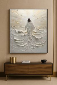 Jesus Walking On Water Canvas 3d Embossed Spiritual Christian Wall Art 1 - CreativeDefind.com