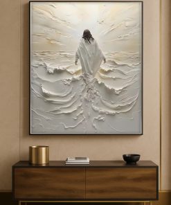 Jesus Walking On Water Canvas 3d Embossed Spiritual Christian Wall Art 1 - CreativeDefind.com