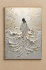 Jesus Walking On Water Canvas 3d Embossed Spiritual Christian Wall Art - CreativeDefind.com