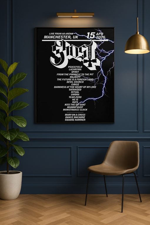 Ghost 2025 UK Tour Setlist Poster – Skeletour Concert Wall Art, Metal Band Memorabilia Gift