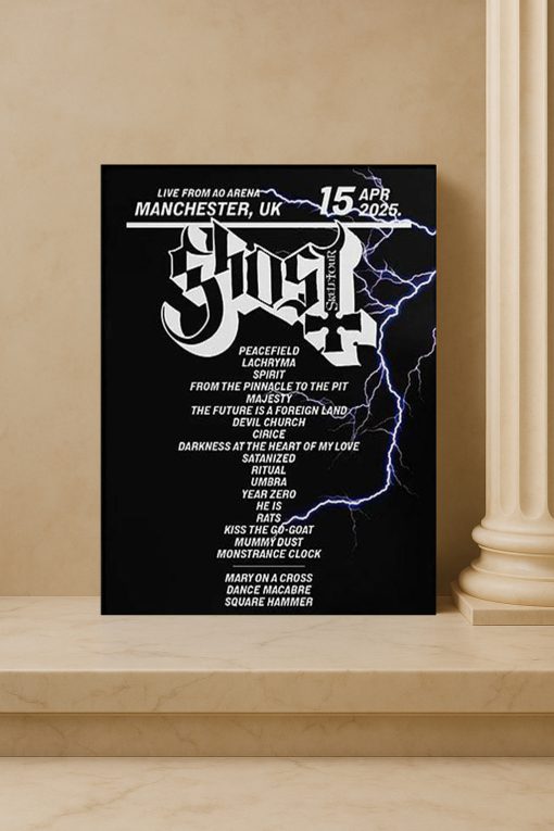 Ghost 2025 UK Tour Setlist Poster – Skeletour Concert Wall Art, Metal Band Memorabilia Gift