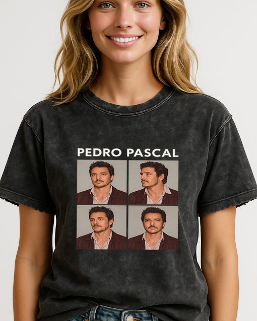 Pedro Pascal Photo Grid T-Shirt – Aesthetic Unofficial Fan Tee for Women