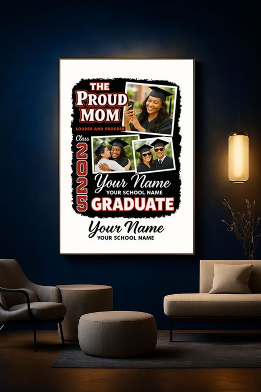 Proud Mom Graduation Canvas – Custom Class of 2025 Photo Poster Gift