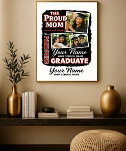 Proud Mom Graduation Canvas – Custom Class of 2025 Photo Poster Gift