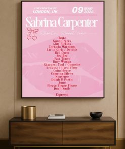 Sabrina Carpenter 2025 Uk Ireland Tour Setlist Poster Print Concert Memorabilia Wall Art 1 - CreativeDefind.com