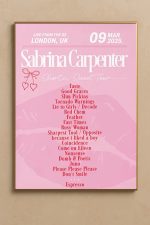 Sabrina Carpenter 2025 Uk Ireland Tour Setlist Poster Print Concert Memorabilia Wall Art - CreativeDefind.com