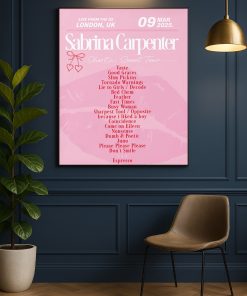 Sabrina Carpenter 2025 Uk Ireland Tour Setlist Poster Print Concert Memorabilia Wall Art 2 - CreativeDefind.com