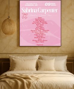 Sabrina Carpenter 2025 Uk Ireland Tour Setlist Poster Print Concert Memorabilia Wall Art 3 - CreativeDefind.com