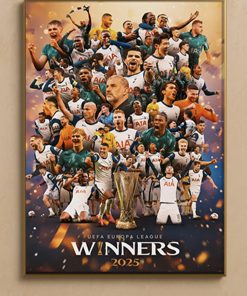 Tottenham Hotspur UEFA Europa League Champions 2025 Poster – Full Team Celebration Canvas Art