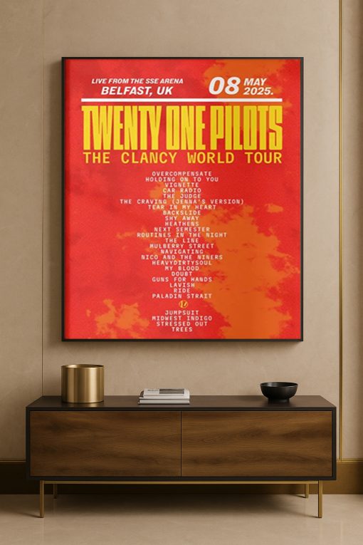 Twenty One Pilots Clancy World Tour 2025 UK Setlist Poster Print – Concert Memorabilia Wall Art