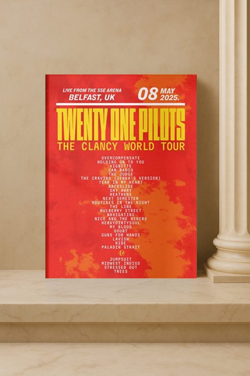Twenty One Pilots Clancy World Tour 2025 UK Setlist Poster Print – Concert Memorabilia Wall Art