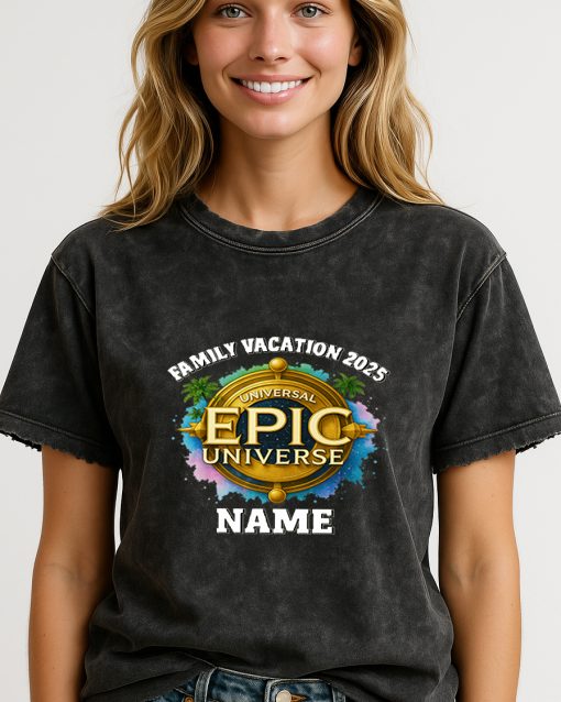 Custom Universal Epic Universe Family Vacation 2025 Shirt – Personalized Theme Park Trip Tee