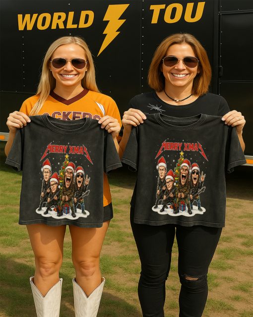 Funny Metallica Christmas T-Shirt: “Merry Xmas Krik” Parody Gift for Rock Fans 2D Acid Washed Shirts